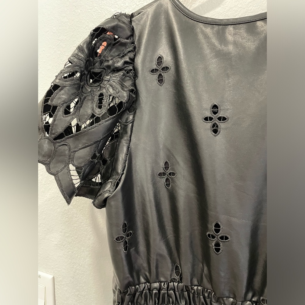 NWT Anthropologie The Somerset Maxi Dress: Faux Leather Embroidered Edition L - Picture 11 of 13
